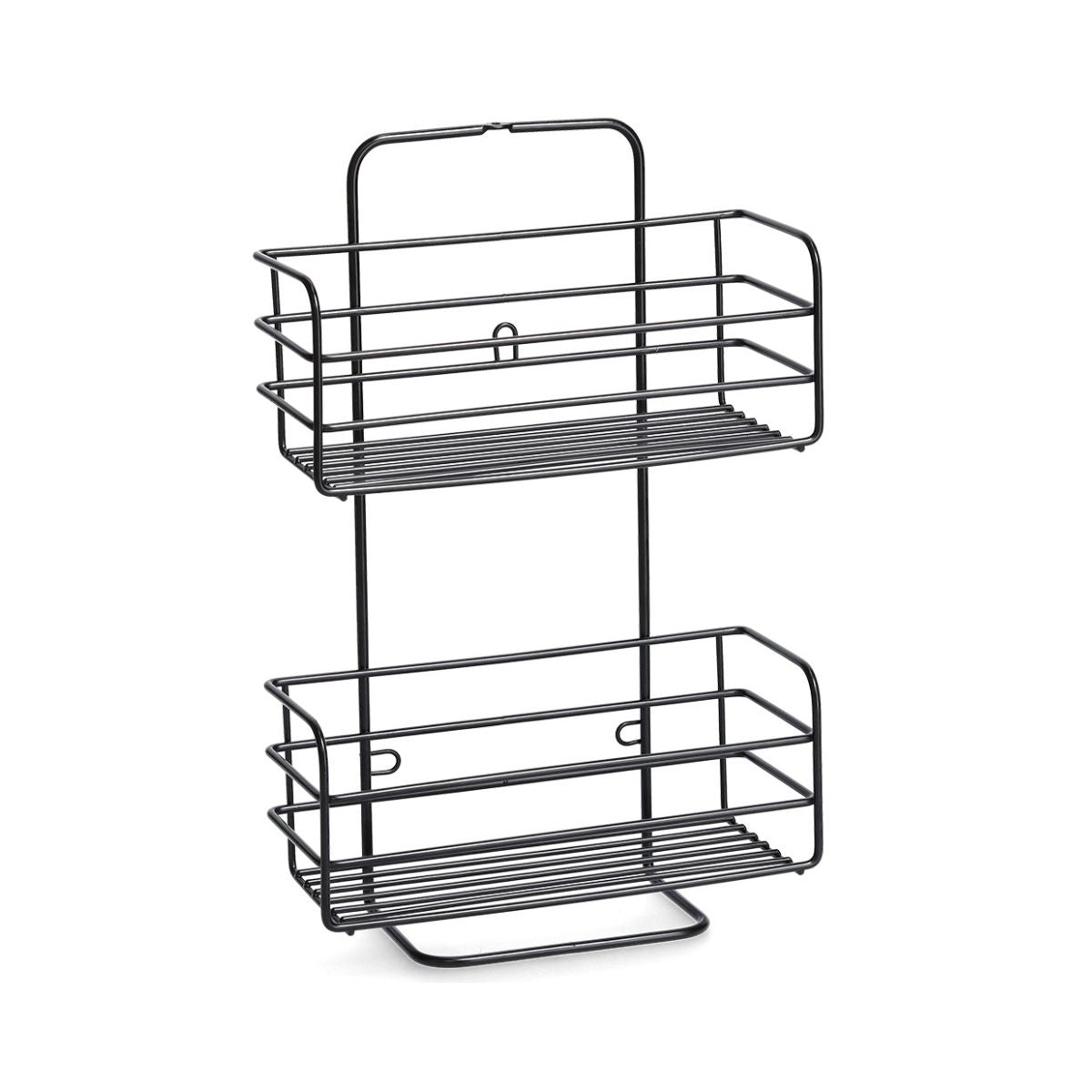 Suport de accesorii pentru baie/bucatarie cu ventuze, negru, din metal, 25 cm, Bathroom Rack Zeller, 1, hectarul.ro