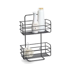 Suport de accesorii pentru baie/bucatarie cu ventuze, negru, din metal, 25 cm, Bathroom Rack Zeller