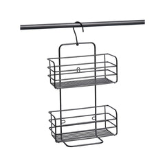 Suport de accesorii pentru baie/bucatarie cu ventuze, negru, din metal, 25 cm, Bathroom Rack Zeller