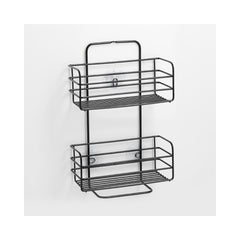 Suport de accesorii pentru baie/bucatarie cu ventuze, negru, din metal, 25 cm, Bathroom Rack Zeller