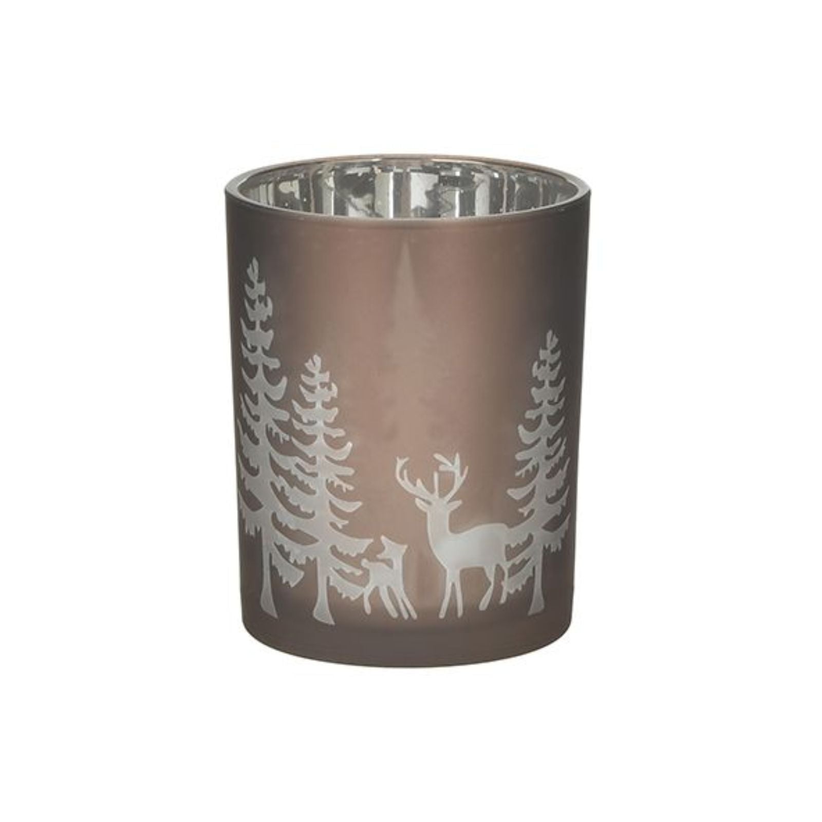 Suport de lumanare caramiziu din sticla Forest 13 cm Inart, 1, hectarul.ro