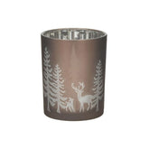 Hectarul - Suport de lumanare caramiziu din sticla Forest 13 cm Inart