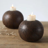 Hectarul - Suport de lumanare maro de polirasina 8.5 cm Yazhi