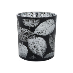 Suport de lumanare negru din sticla Leaves Ø7x 8 cm Cosy&Trendy