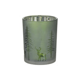 Hectarul - Suport de lumanare verde din sticla Forest 13 cm Inart