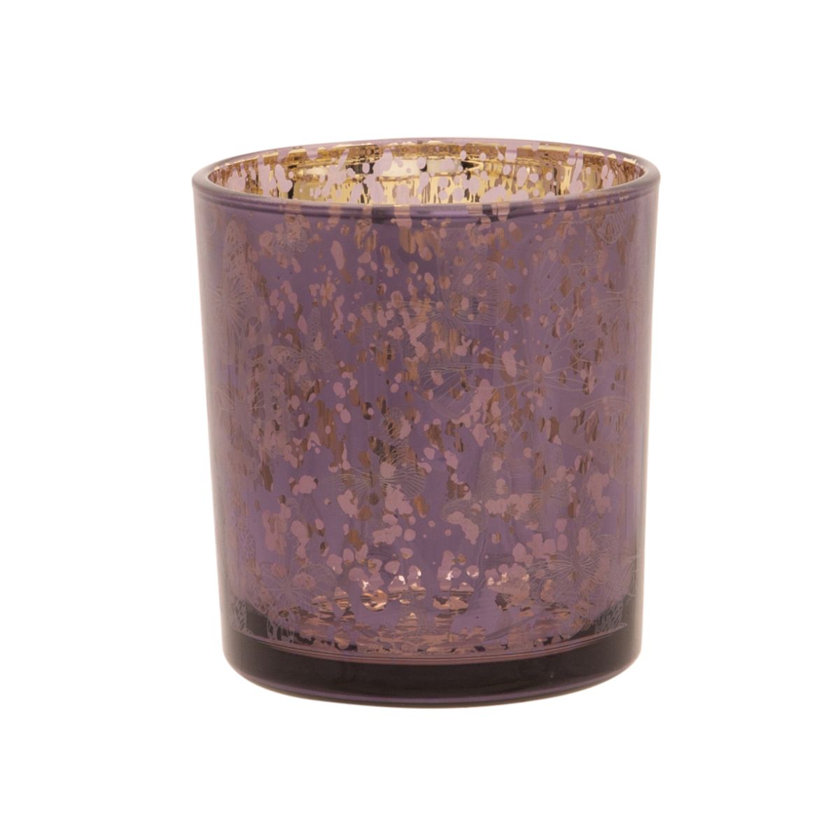 Suport de lumanare violet din sticla Butterflies Ø7 x 8 cm Cosy&Trendy, 1, hectarul.ro