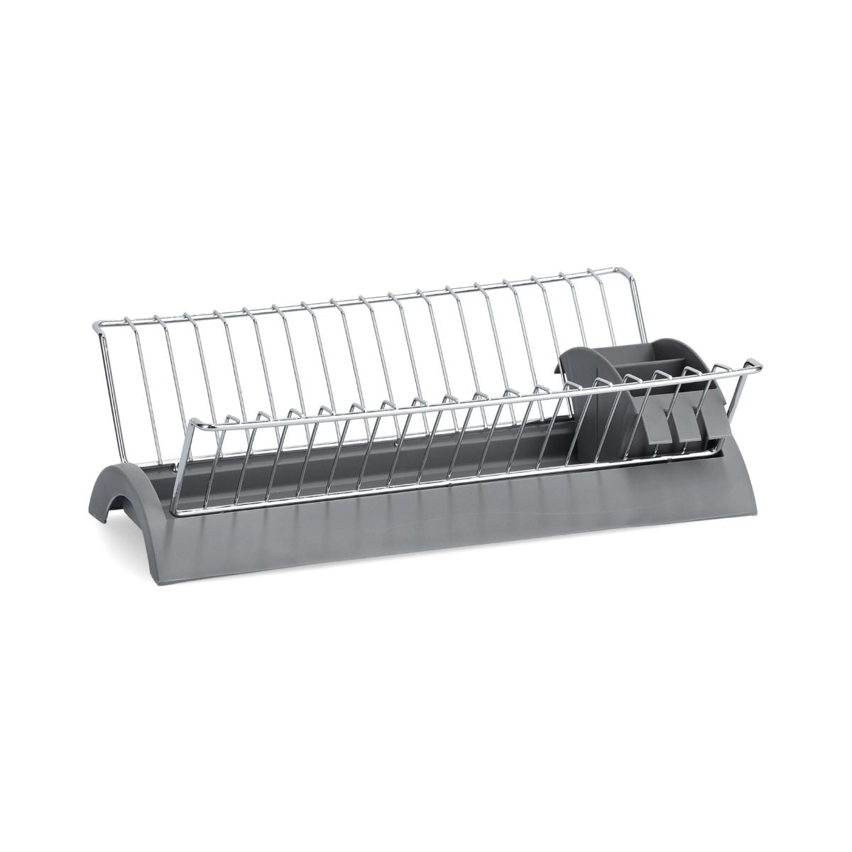 Suport de vase, cu tava si suport de tacamuri, din metal si plastic, 42 cm, Dish Drain Rack Zeller, 1, hectarul.ro