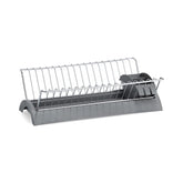 Hectarul - Suport de vase, cu tava si suport de tacamuri, din metal si plastic, 42 cm, Dish Drain Rack Zeller