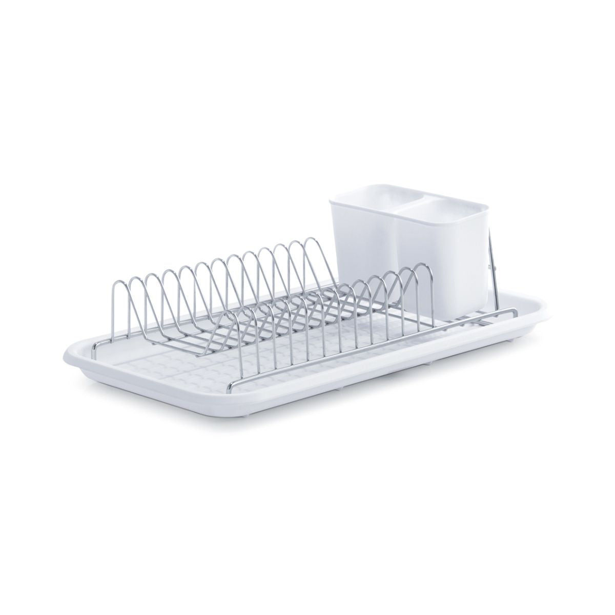 Suport de vase, cu tava si suport de tacamuri, din metal si plastic, 44 cm, Dish Drain Rack Zeller, 1, hectarul.ro
