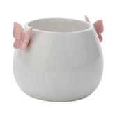 Hectarul - Suport decorativ pentru ghiveci, ceramic, alb, Ø11 x 9 cm Butterflies Cosy&Trendy
