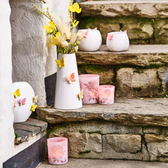 Suport decorativ pentru ghiveci, ceramic, alb, Ø11 x 9 cm Butterflies Cosy&Trendy