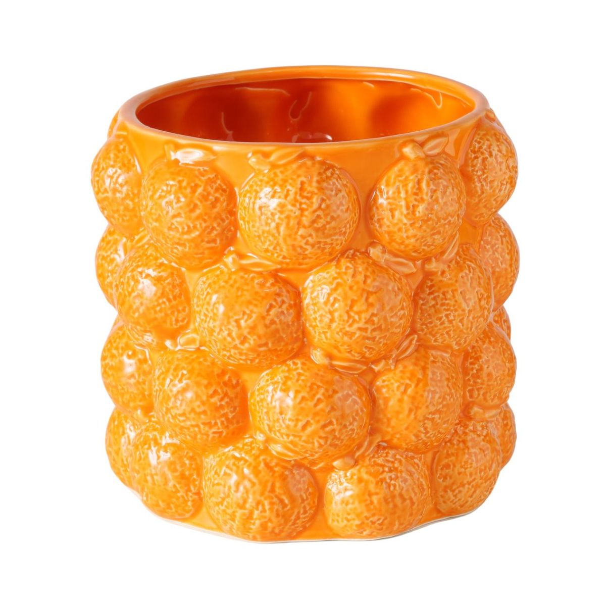 Suport decorativ pentru ghiveci, din ceramica, Ø17 cm portocaliu Orange Boltze, 1, hectarul.ro