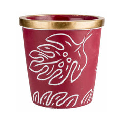 Suport decorativ pentru ghiveci, rosu, din ciment, Ø14 x 14 cm Leaves Cosy&Trendy