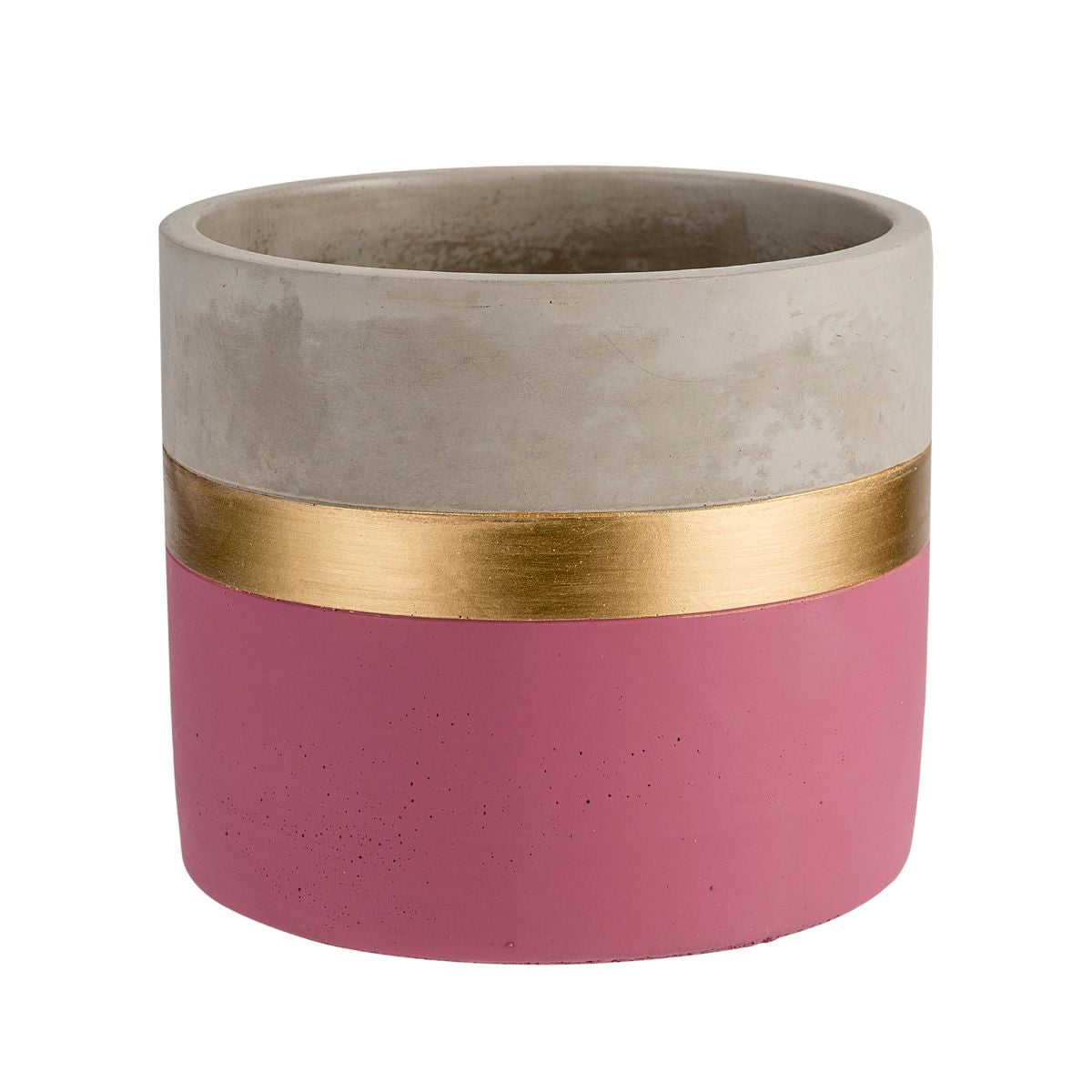 Suport decorativ pentru ghiveci, roz, din ciment, Ø13,8 x 11,5 cm Metallic Line Cosy&Trendy, 1, hectarul.ro