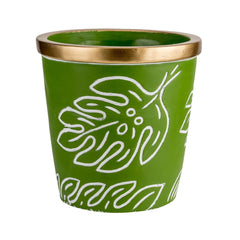 Suport decorativ pentru ghiveci, verde, din ciment, Ø14 x 14 cm Leaves Cosy&Trendy