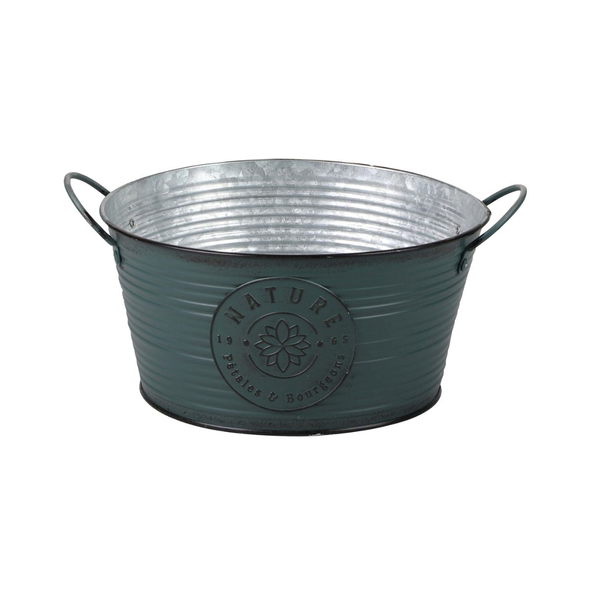 Suport decorativ pentru ghiveci, verde inchis, din metal, Ø25x12 cm, Sunnydays, 1, hectarul.ro