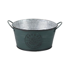 Suport decorativ pentru ghiveci, verde inchis, din metal, Ø25x12 cm, Sunnydays