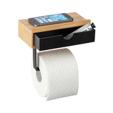Hectarul - Suport pentru hartie igienica, cu sertar si spatiu pentru telefon, Bambusa Wenko