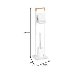 Suport pentru hartie igienica si perie toaleta, alb, din metal, 74,5 cm, Toilet Holder Zeller