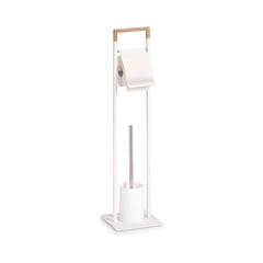 Suport pentru hartie igienica si perie toaleta, alb, din metal, 74,5 cm, Toilet Holder Zeller