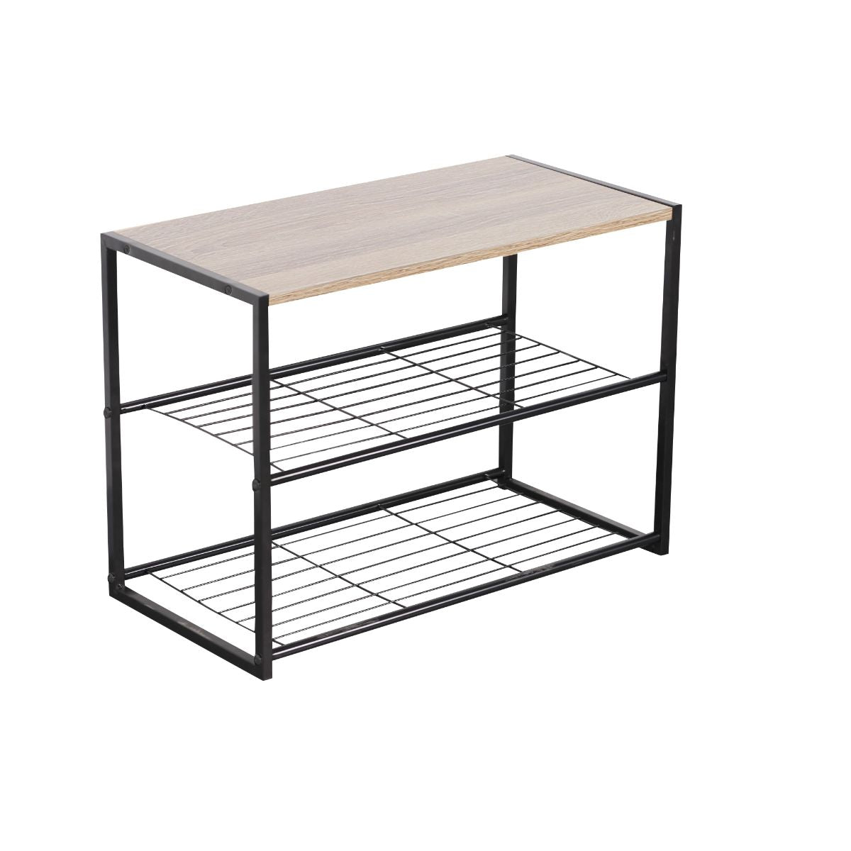 Suport pentru incaltaminte , cu 2 rafturi si banca , din metal si PAL , 63 x 30 x 43 cm , Grunberg RF6330, 1, hectarul.ro