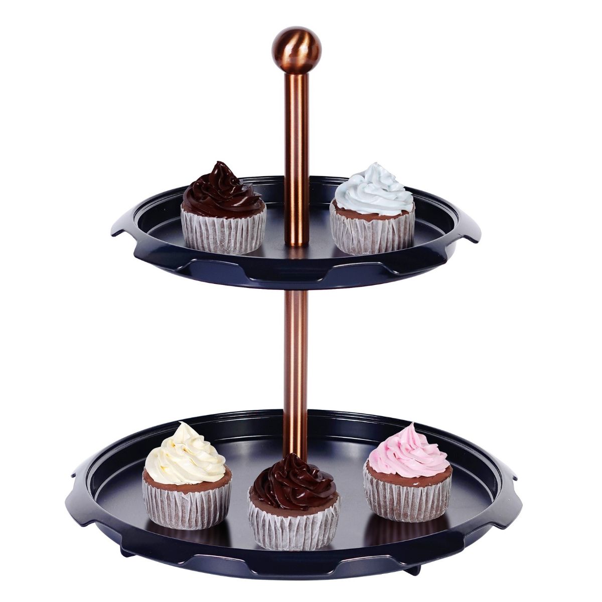 Suport pentru prajituri, din metal si plastic, cu doua niveluri, 30 x 30 x 32 cm, Grunberg GR3230, 1, hectarul.ro