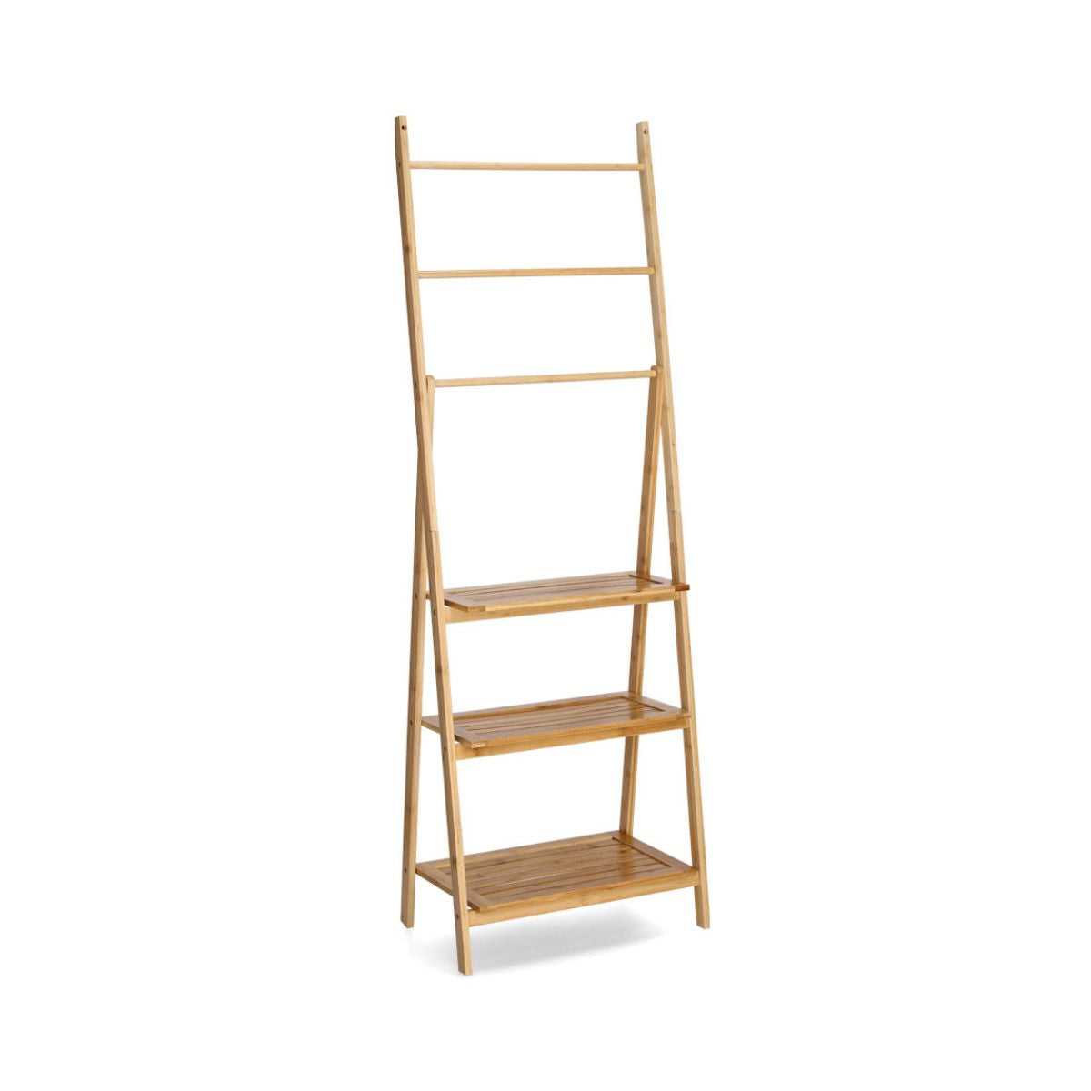 Suport pentru prosoape, maro, din bambus, 153,5 cm, Ladder Rack Zeller, 1, hectarul.ro