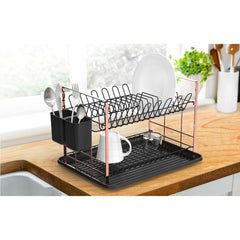 Suport vase, cromat finisaj mat, cu tava din plastic si suport tacamuri, 48x32x29 cm, Grunberg GR3232