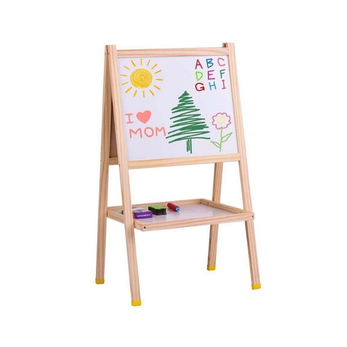 Tabla Magnetica cu Doua Fete, cu Litere, Cifre,Tetris si accesorii, 80 x 40 cm, din lemn, WD 3015, 1, hectarul.ro