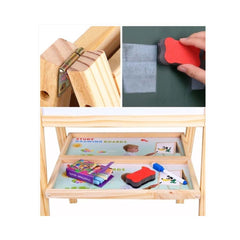 Tabla Magnetica cu Doua Fete, cu Litere, Cifre,Tetris si accesorii, 80 x 40 cm, din lemn, WD 3015