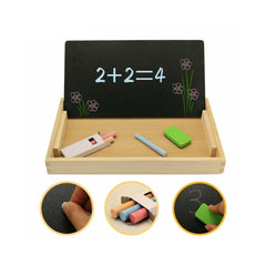 Tabla multifunctionala Montessori cu operatiuni matematice, ceas, betisoare si creta colorata, WD 4008