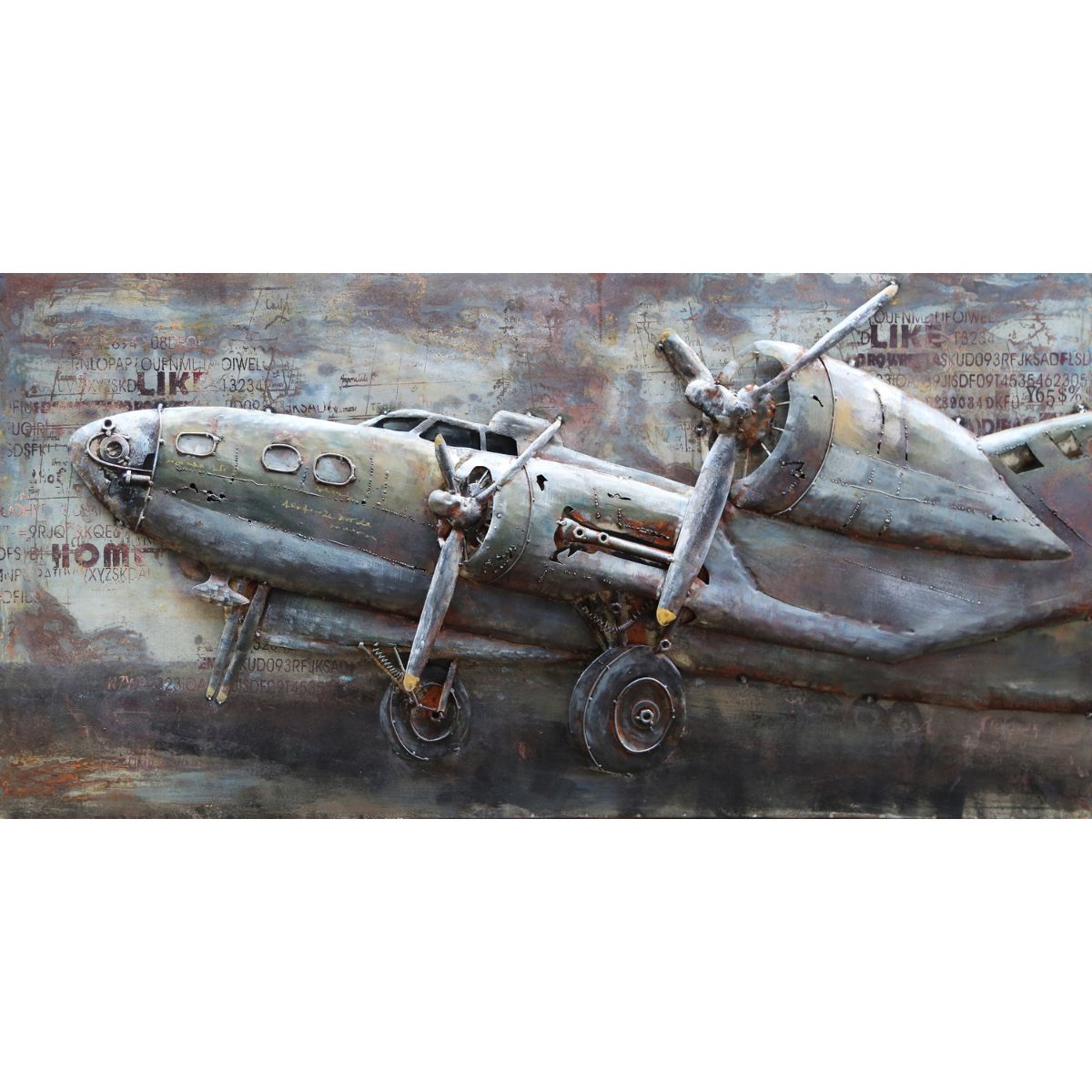 Tablou de metal 3D, model cu avion, 70x140x7 cm, 1, hectarul.ro