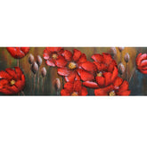Hectarul - Tablou de metal 3D, model cu flori rosii, 50x150x6 cm