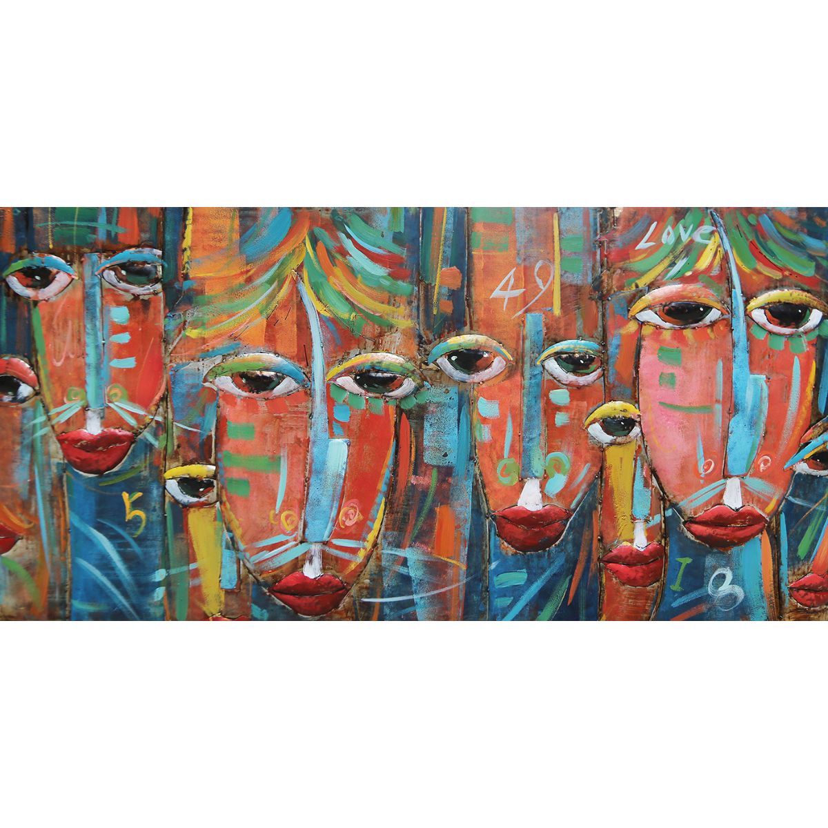 Tablou de metal 3D, model cu masti, 70x140 cm, 1, hectarul.ro