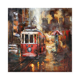 Hectarul - Tablou de metal 3D, model tramvai retro, 60x60x6 cm