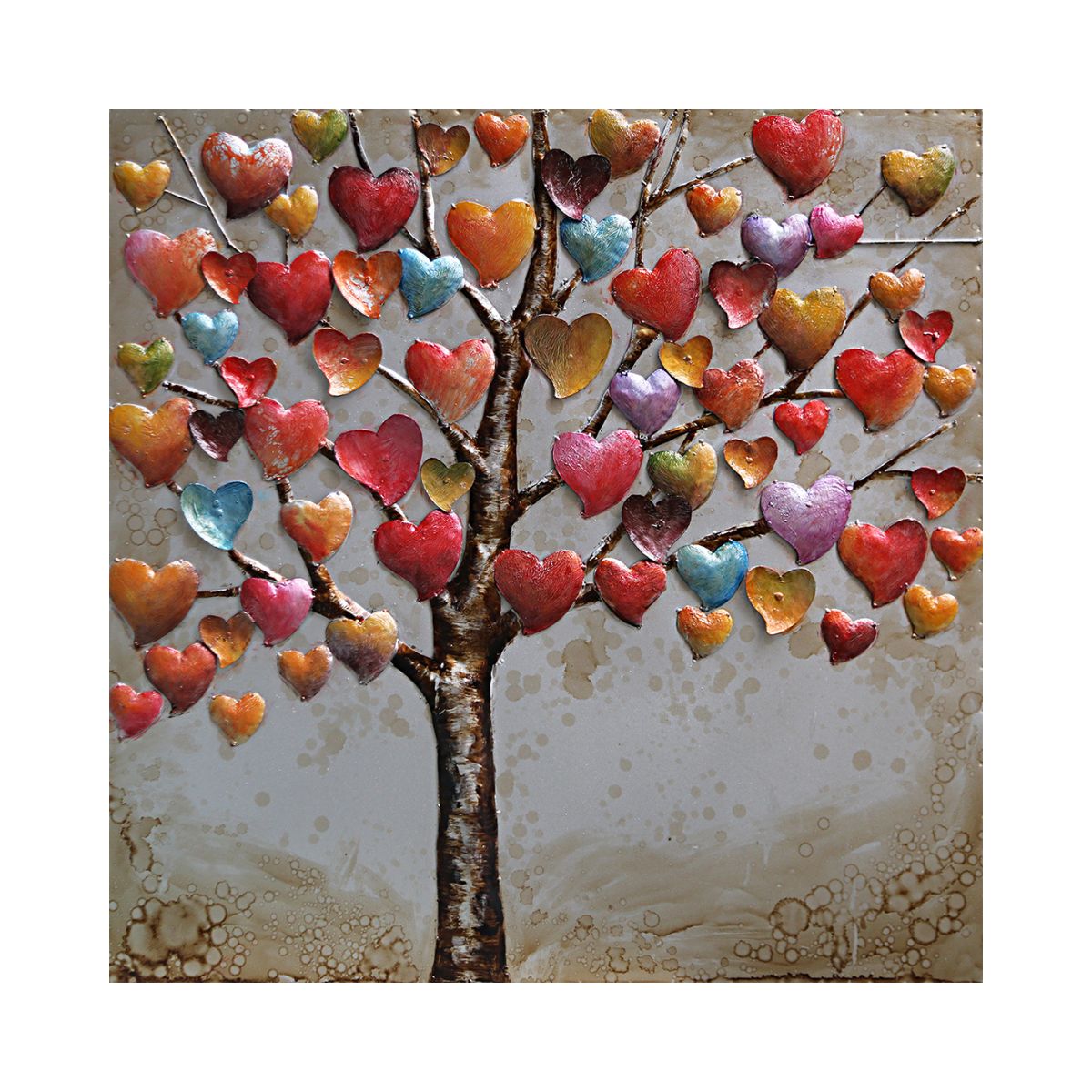 Tablou de metal 3D, motiv "Copacul lui Valentin", 60x60 cm, 1, hectarul.ro