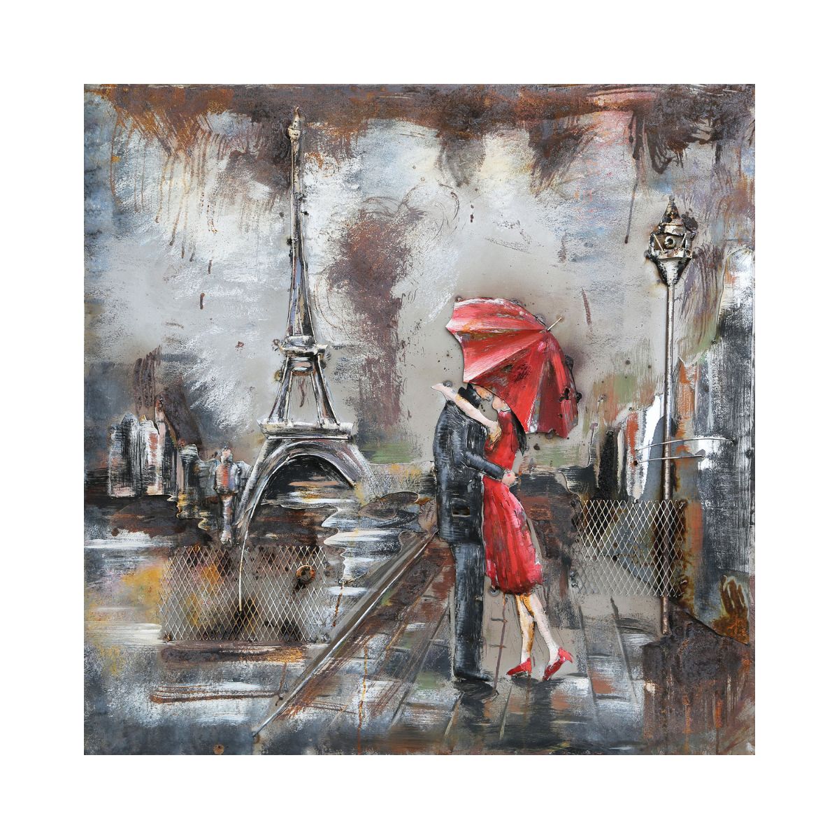 Tablou de metal 3D, motiv parizian, 60x60x6 cm, 1, hectarul.ro