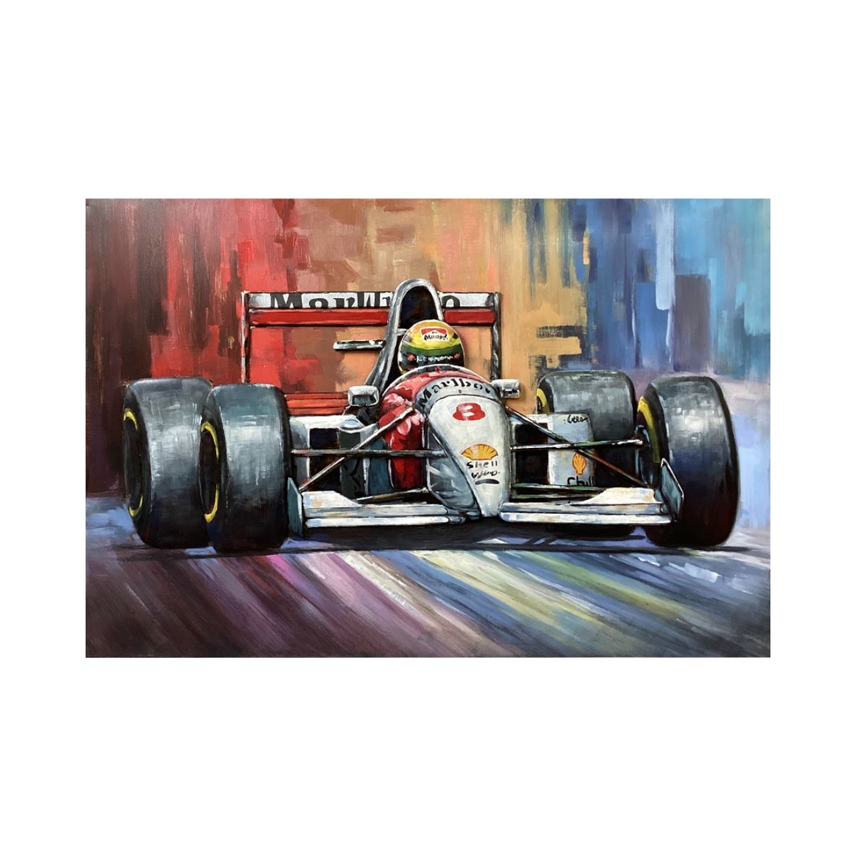 Tablou metal 3D metal F1 Ayrton Senna 120 x 80 x 4 cm, 1, hectarul.ro
