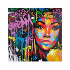 Tablou multicolor 80x80 cm din canva si lemn Dreamgirl Gilde