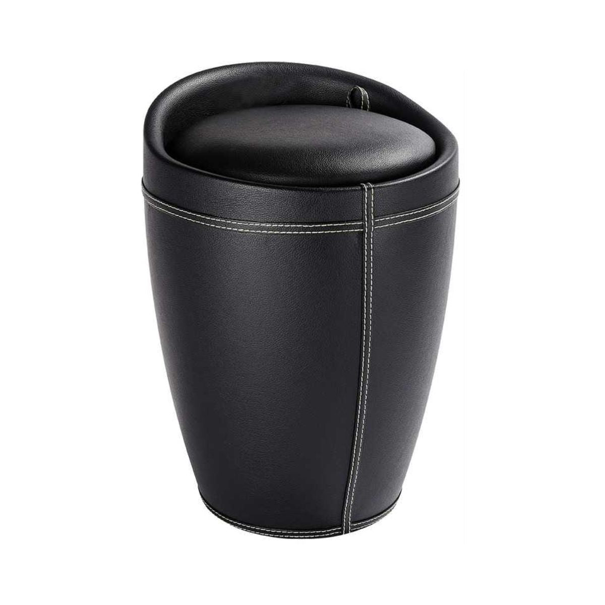 Taburet de baie negru cu cos pentru rufe Candy leather look Wenko, 1, hectarul.ro
