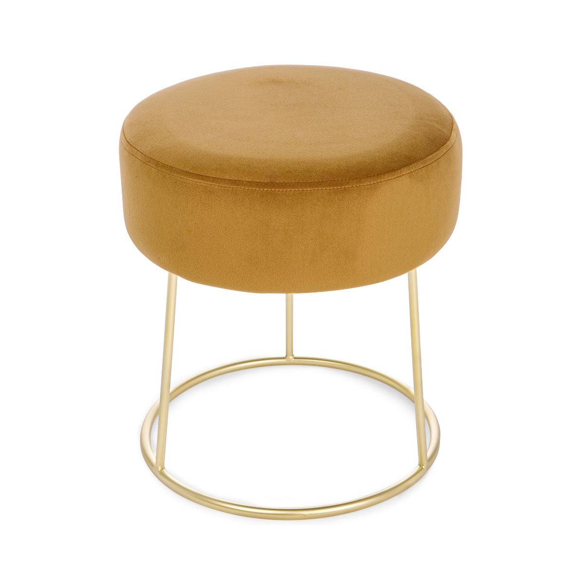Taburet galben/auriu din catifea poliester si otel Clarissa Bizzotto, 1, hectarul.ro
