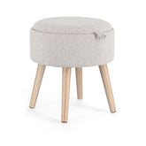 Hectarul - Taburet gri deschis din poliester boucle, MDF si lemn Ø39 cm Zoya Bizzotto