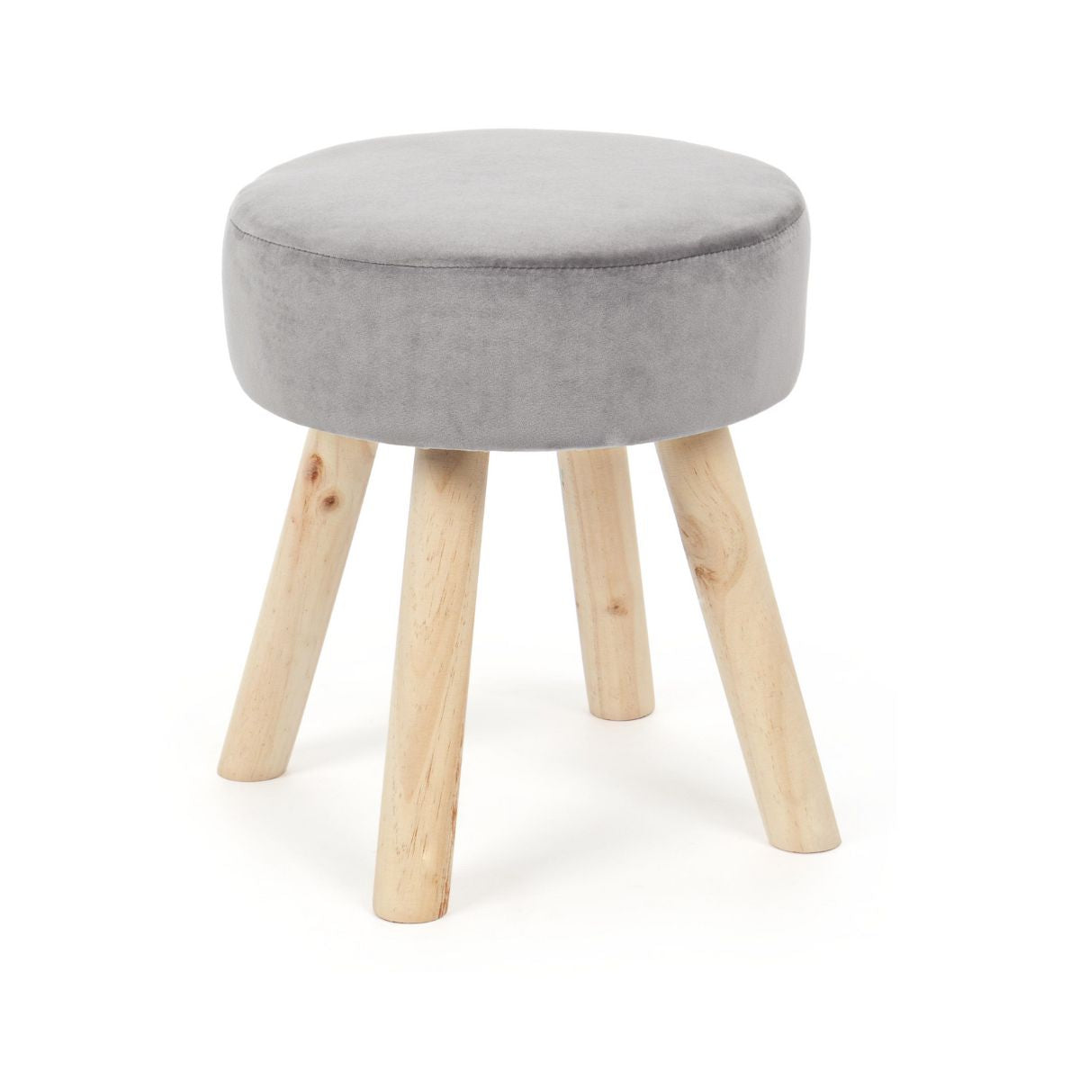 Taburet gri din catifea poliester, lemn si MDF Ø34 cm Adeline Bizzotto, 1, hectarul.ro