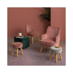 Taburet gri din catifea poliester, lemn si MDF Ø34 cm Adeline Bizzotto