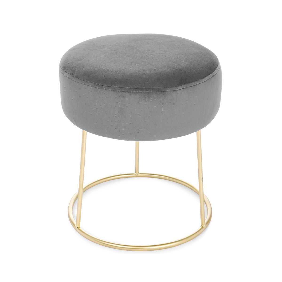Taburet gri/auriu din catifea poliester si otel Clarissa Bizzotto, 1, hectarul.ro