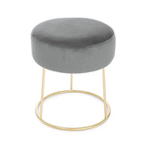 Hectarul - Taburet gri/auriu din catifea poliester si otel Clarissa Bizzotto