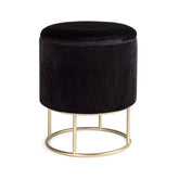 Hectarul - Taburet rotund negru/auriu din catifea poliester si otel Ø34 cm Polina Bizzotto