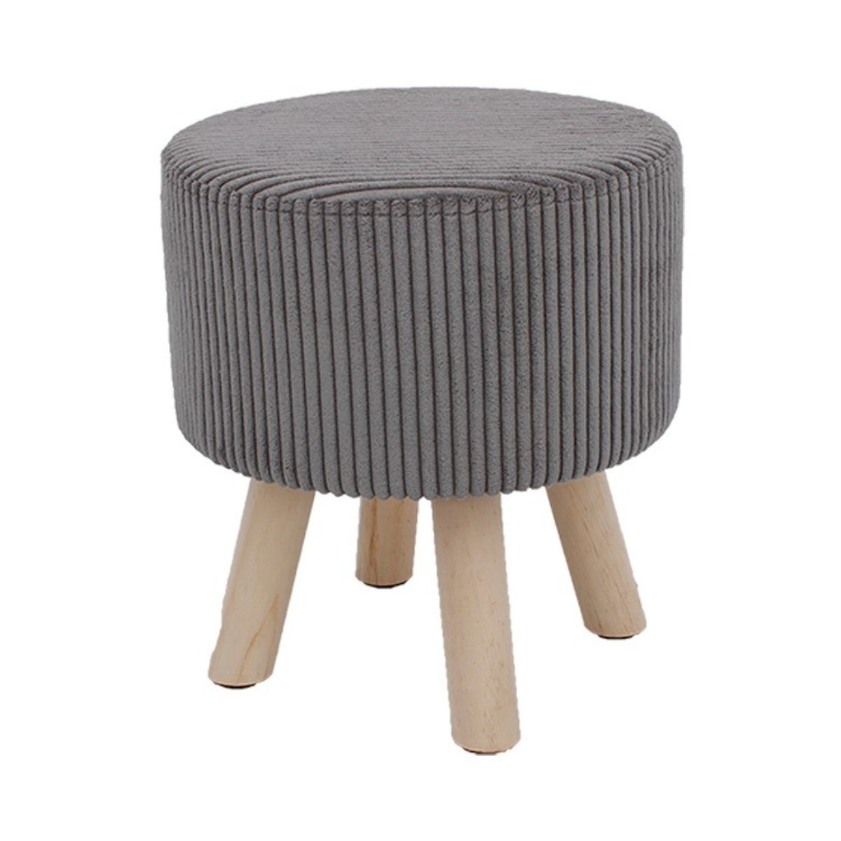 Taburet rotund, tapitat cu catifea, cu picioare din lemn, Ø 37x41 cm, Grunberg TB97 (gri), 1, hectarul.ro