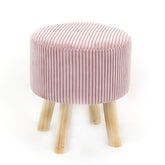 Hectarul - Taburet rotund, tapitat cu catifea, cu picioare din lemn, Ø 37x41 cm, Grunberg TB97 (roz)