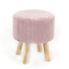 Taburet rotund, tapitat cu catifea, cu picioare din lemn, Ø 37x41 cm, Grunberg TB97 (roz)